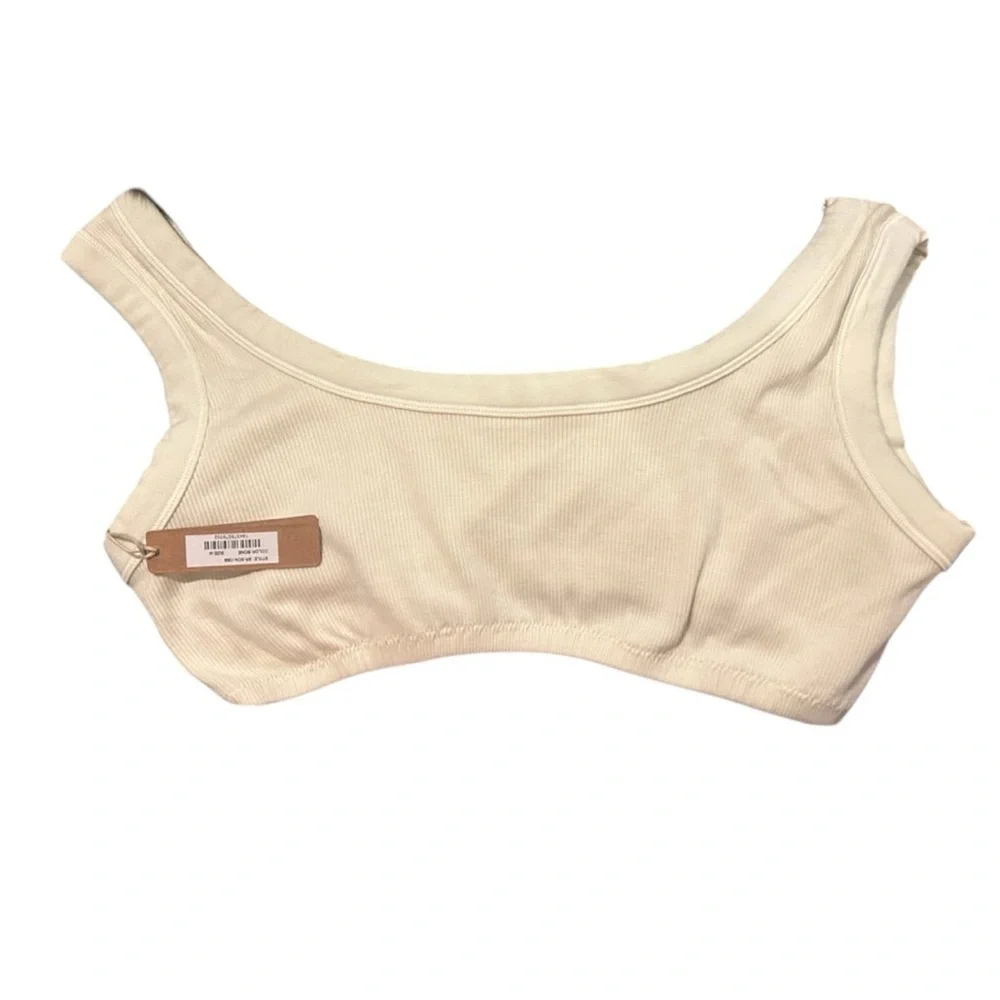 SKIMS Stretch Ribbed Scoop Bralette In Bone Size Medium NWT